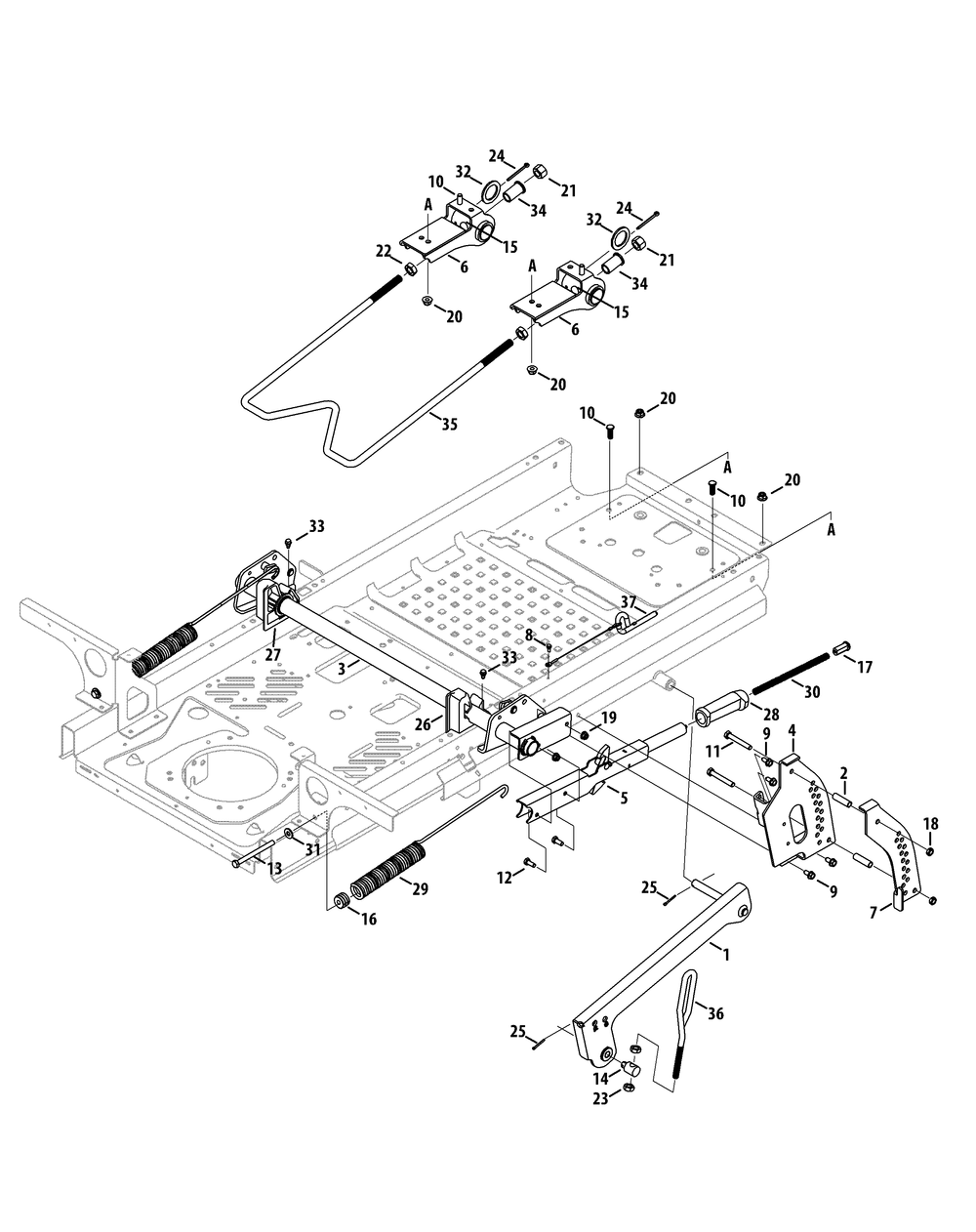 Deck Lift Diagram and Parts List for Z-FORCELZ48 (53ATDAGB-53ATDAGB050)(2014) Cub Cadet Lawn Tractor